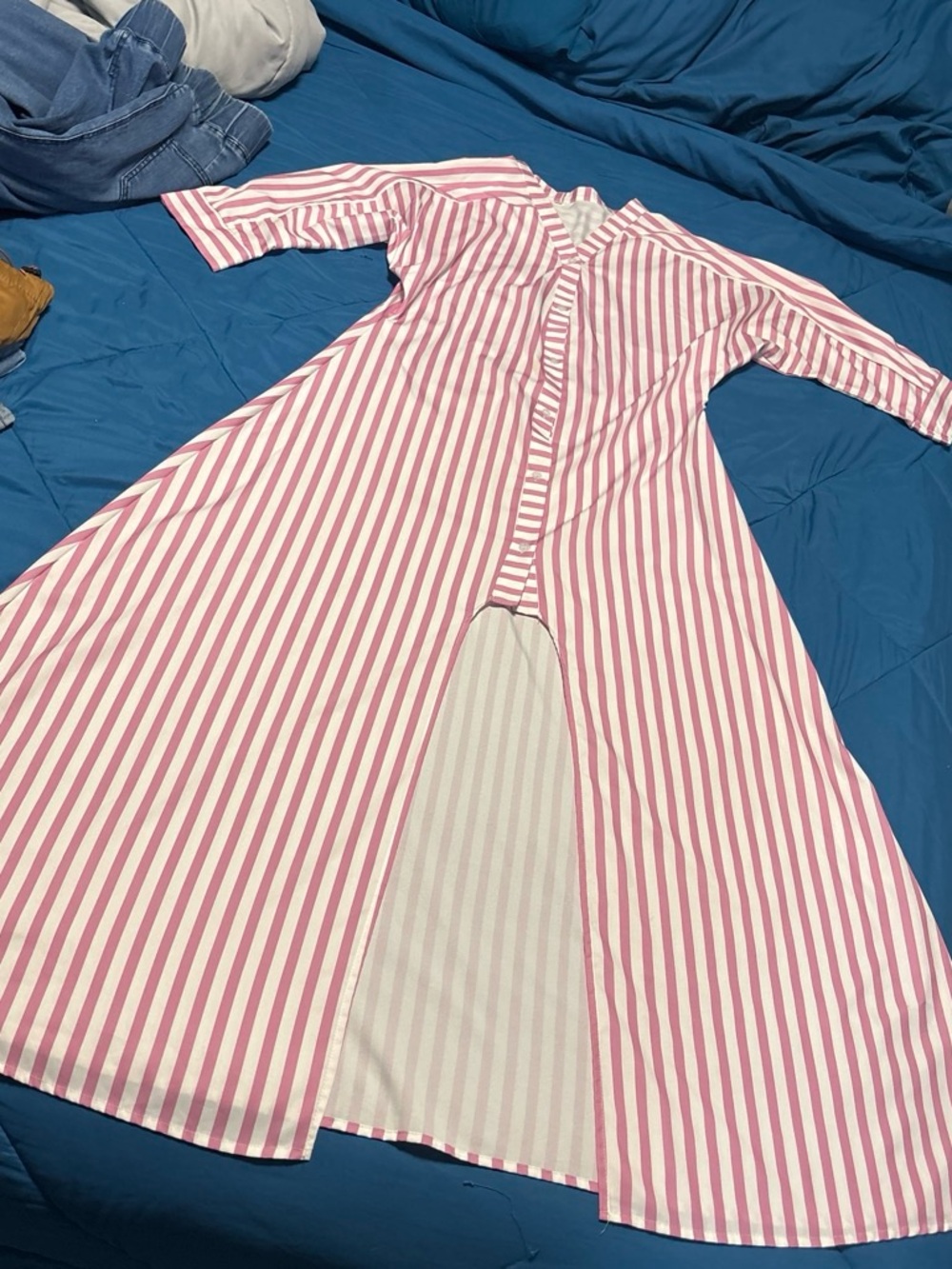 Pink & White Striped Girls' Button-Front Dress